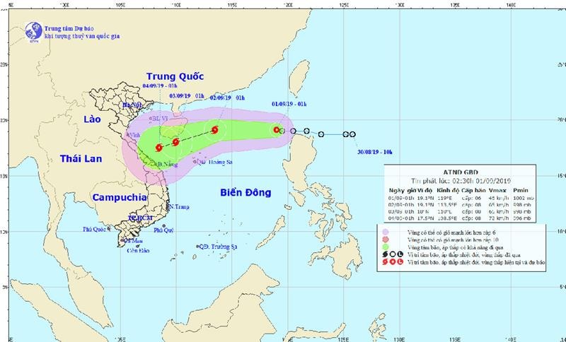 Dự báo hướng đi của bão.
