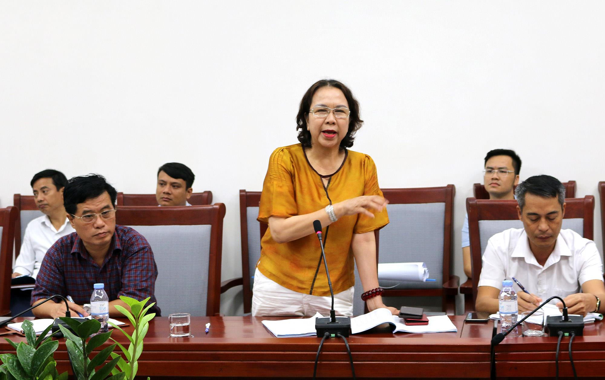 Bà Chu Thị Thành, Chủ tịch HĐQT Công ty CP Thiên Minh Đức đề nghị tỉnh làm nhanh giải phóng mặt bằng để tháng 9/2020 đưa Trung tâm giống lâm nghiệp ở Nghi Lộc đi vào hoạt động. Ảnh: Thu Huyền