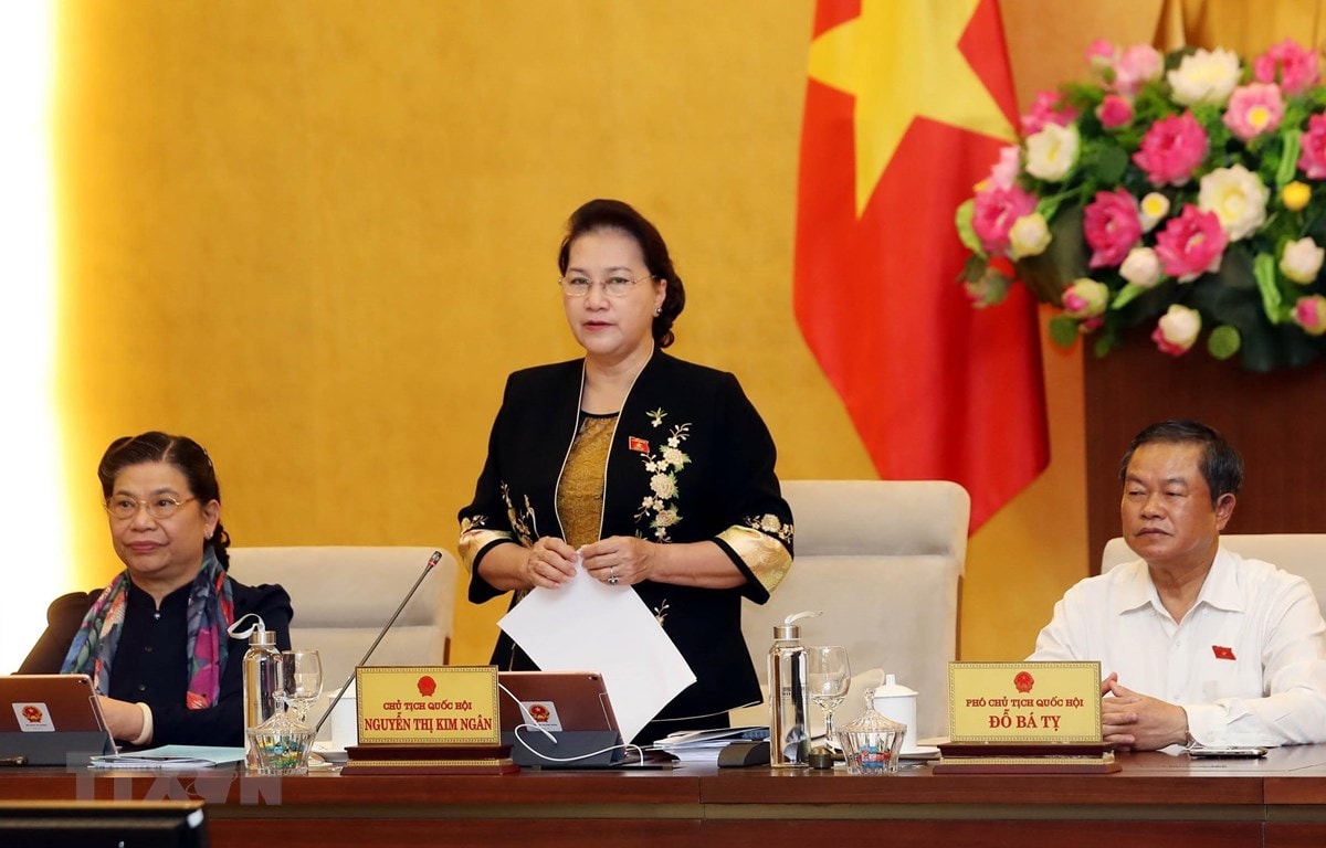 Chủ tịch Quốc hội Nguyễn Thị Kim Ngân chủ trì và phát biểu khai mạc Phiên họp thứ 37 của Ủy ban Thường vụ Quốc hội. Ảnh: Trọng Đức/TTXVN