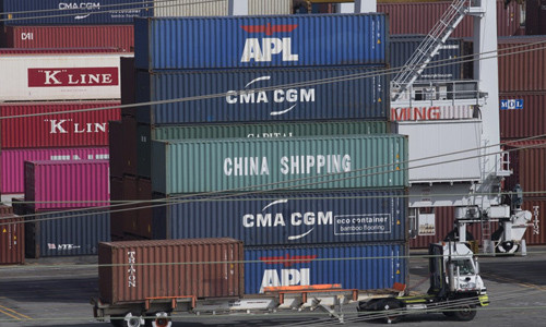 Các container hàng xuất khẩu của Mỹ tại cảng Los Angeles, bang California hôm 1/9. Ảnh: AFP.