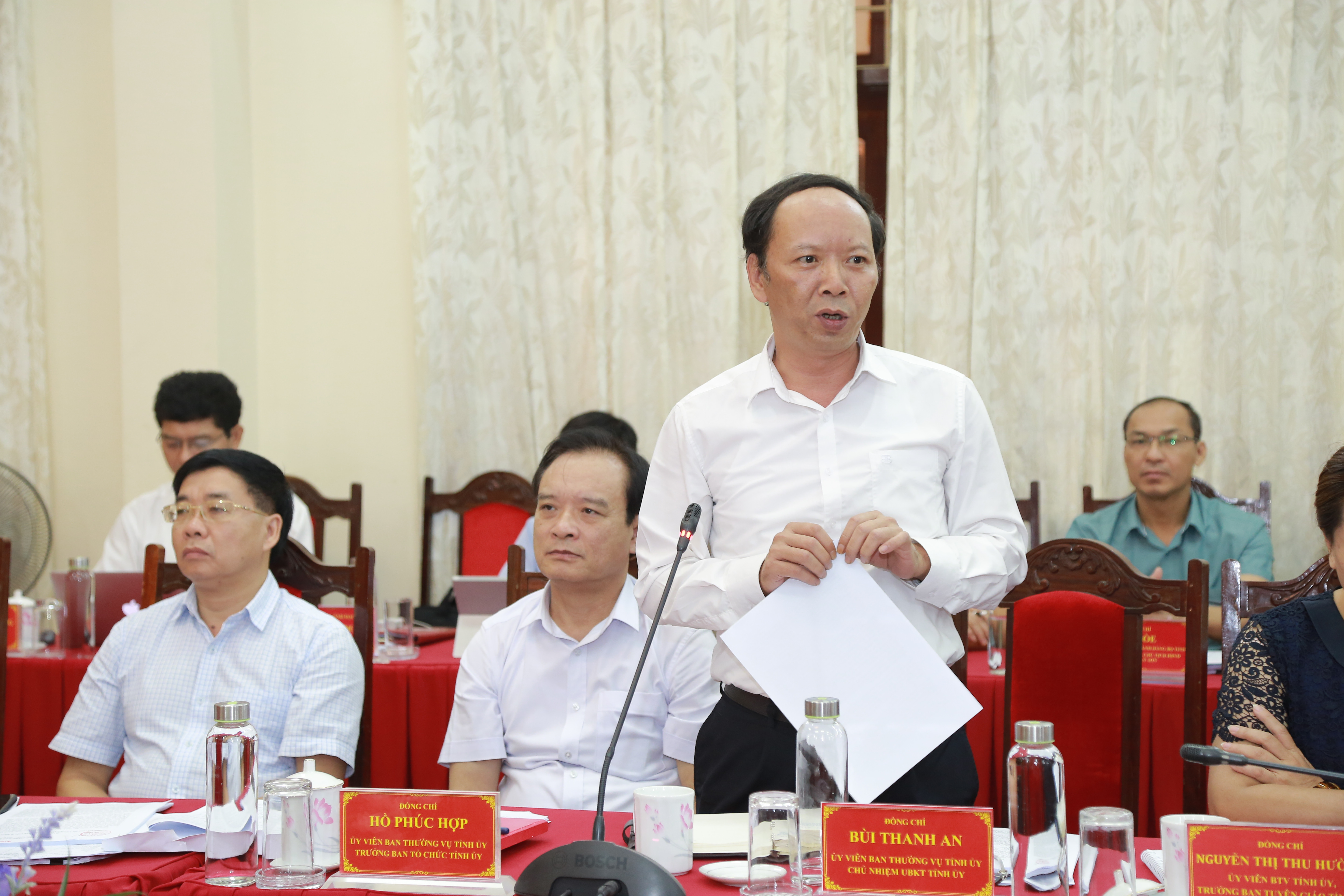 Chủ nhiệm UBKT Tỉnh ủy Bùi Thanh An phát biểu tại hội nghị. Ảnh: Đào Tuấn