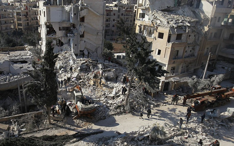 Cảnh hoang tàn ở Idlib do chiến tranh. Ảnh: Reuters