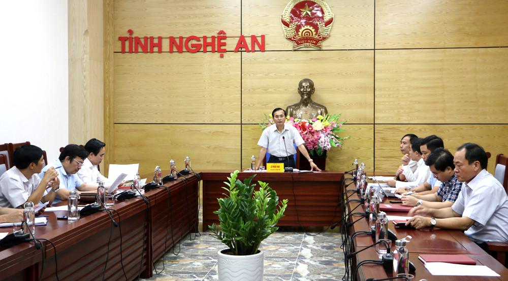 Đồng chí Lê Ngọc Hoa - Phó Chủ tịch UBND tỉnh phát biểu kết luận buổi làm việc. Ảnh: Nguyễn Hải