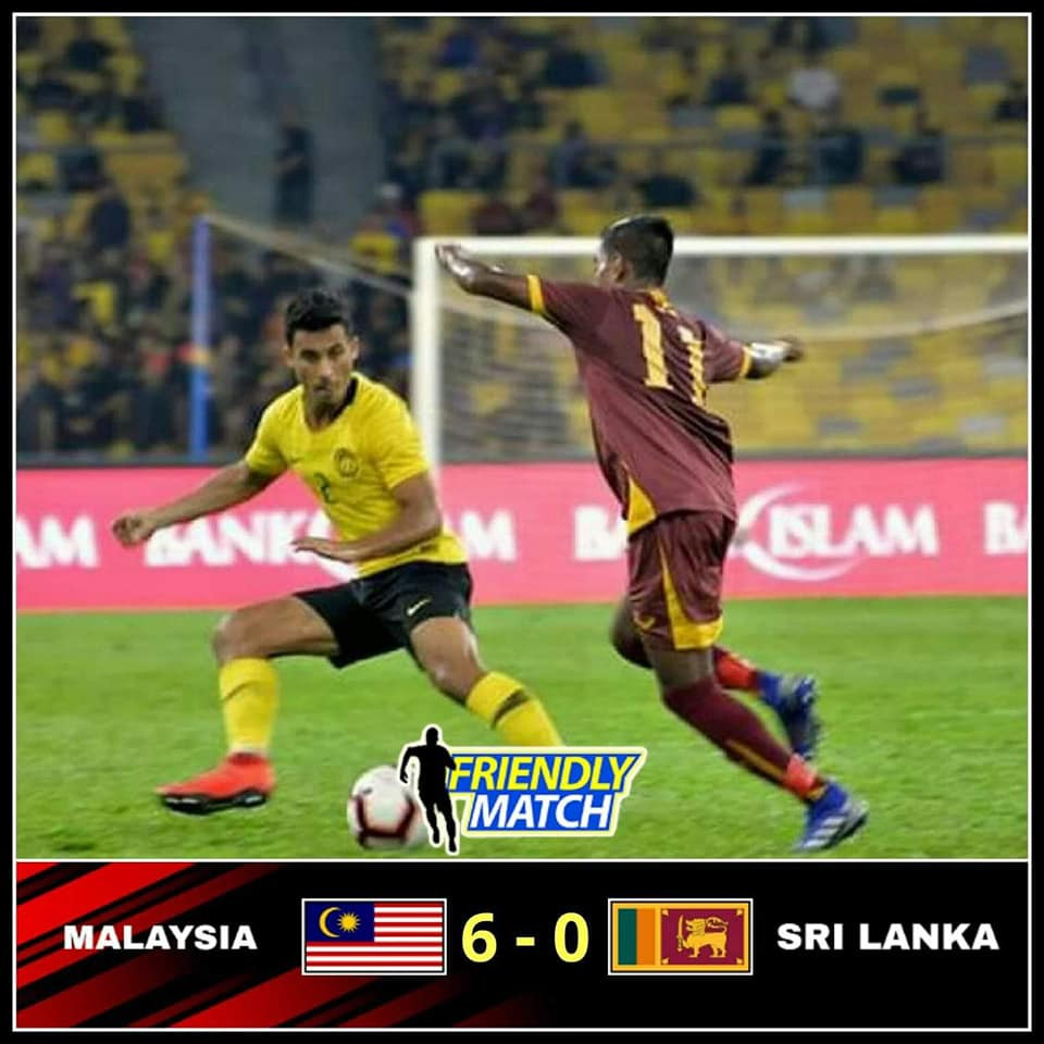 Đội hình ra sân của ĐT Malaysia trận giao hữu với Sri Lanka. Ảnh FAM