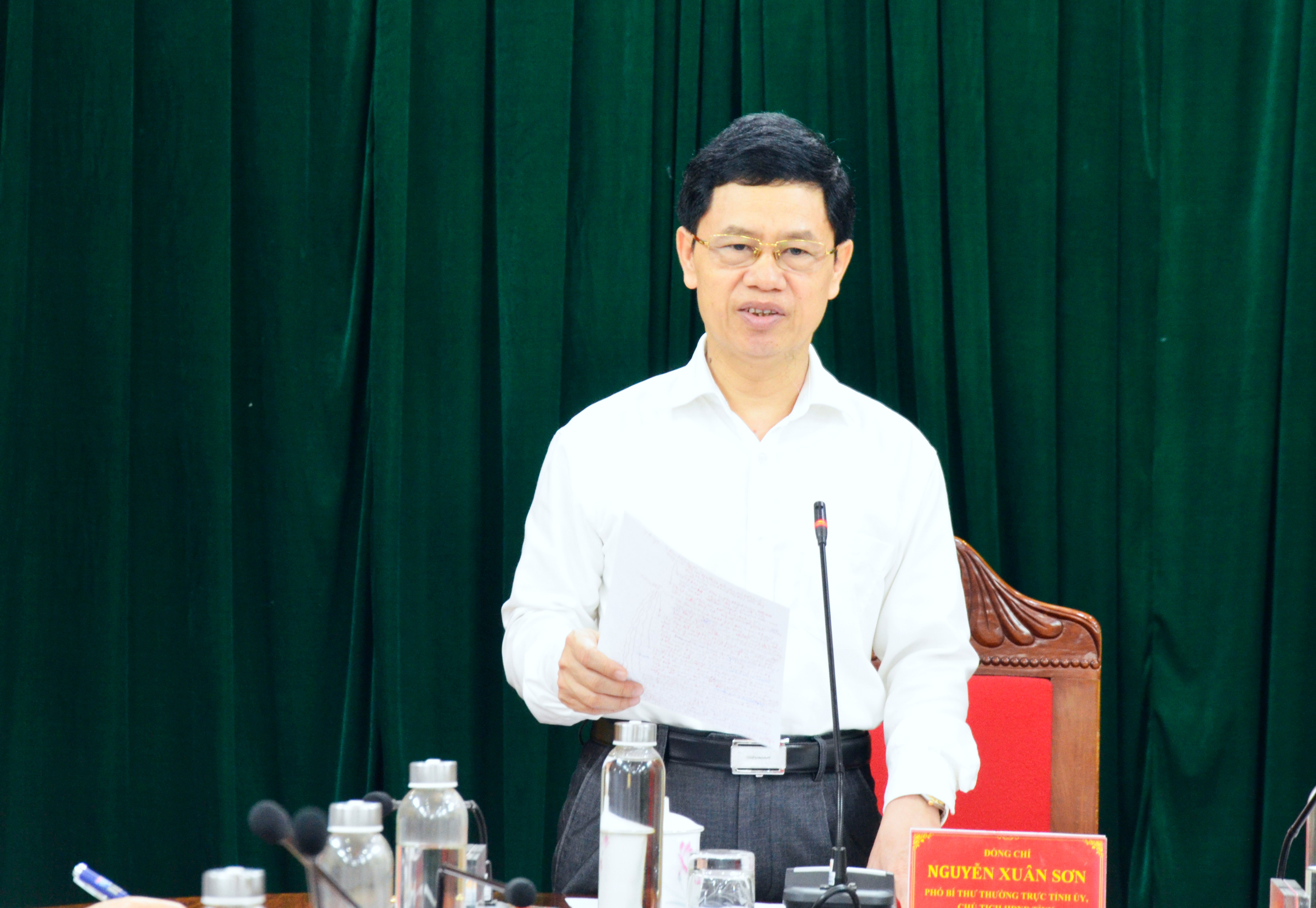Phó Bí thư Thường trực Nguyễn Xuân Sơn kết luận hội nghị.  Ảnh: Thanh Lê