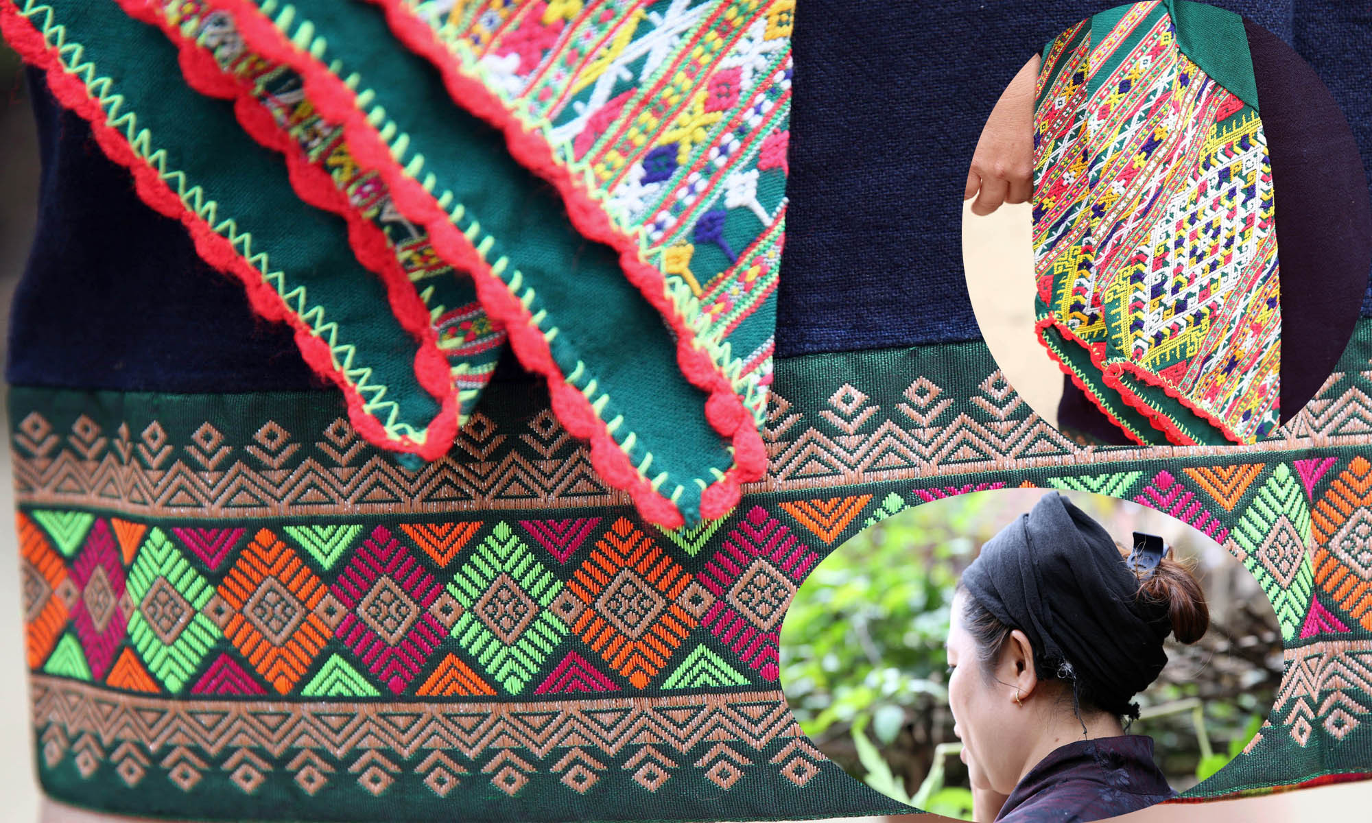 Bấy lâu nay, trang phục của người Ơ đu sử dụng gần với trang phục người Thái và bị ảnh hưởng của văn hóa Thái. Váy, thắt lưng và khăn quấn đầu của người Ơ đu đều được dệt bằng sợi tơ tằm. Tuy nhiên, nếu như chân váy của người phụ nữ Thái thường được thêu với nhiều loại hoa văn phần lớn là các hình mô phỏng về thiên nhiên như hoa lá, động vật, mặt trời, các hình khối với nhiều màu sắc sặc sỡ thì chân váy của người phụ nữ Ơ đu thường thêu các hình khối zíc zắc và nhỏ bản hơn với so với chân váy người phụ nữ Thái.