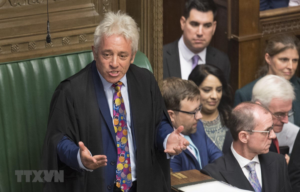 Chủ tịch Hạ viện Anh John Bercow (trái) phát biểu tại phiên họp của Hạ viện ở London ngày 9/9/2019. Ảnh: AFP/TTXVN