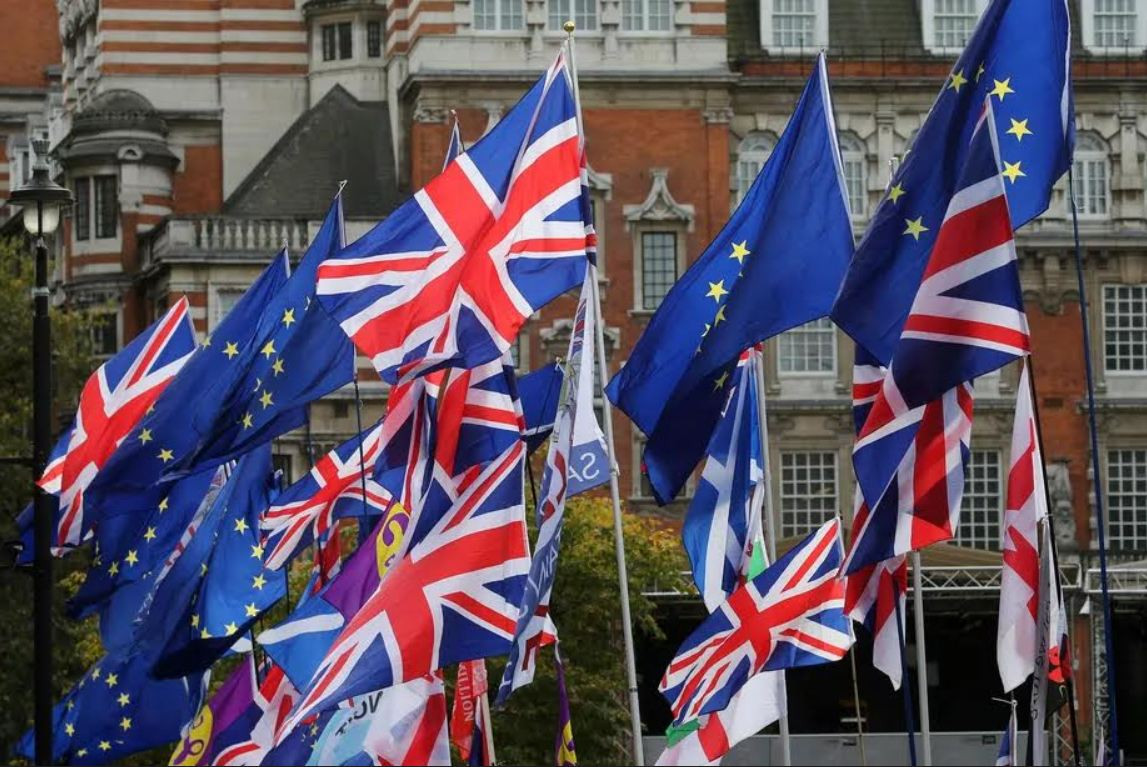 Biểu tình ủng hộ Brexit hôm 28/10. Ảnh: AFP