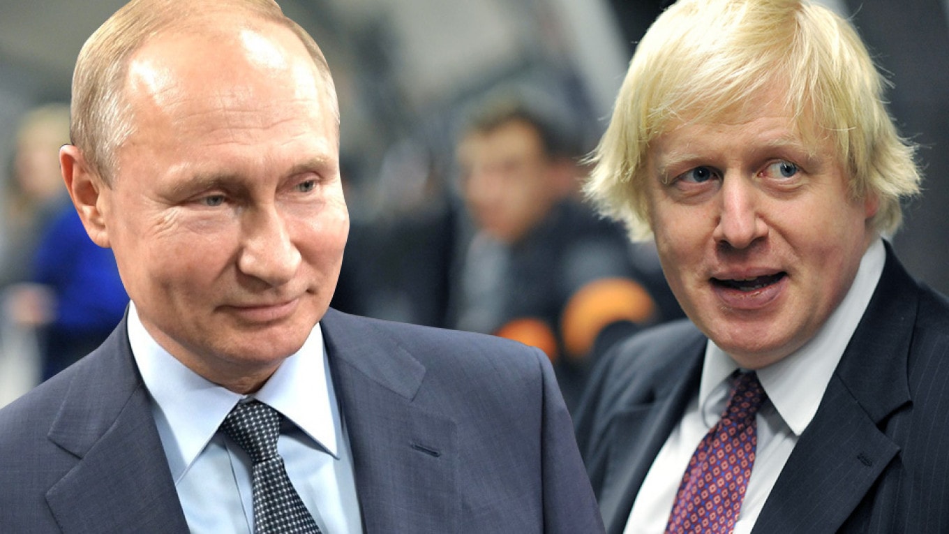 Tổng thống Nga Vladimir Putin và Thủ tướng Anh Boris Johnson. Ảnh minh họa