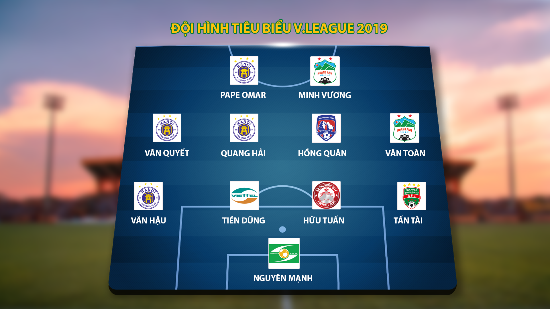 Đội hình tiêu biểu V.League 2019. Đồ họa: Trung Kiên