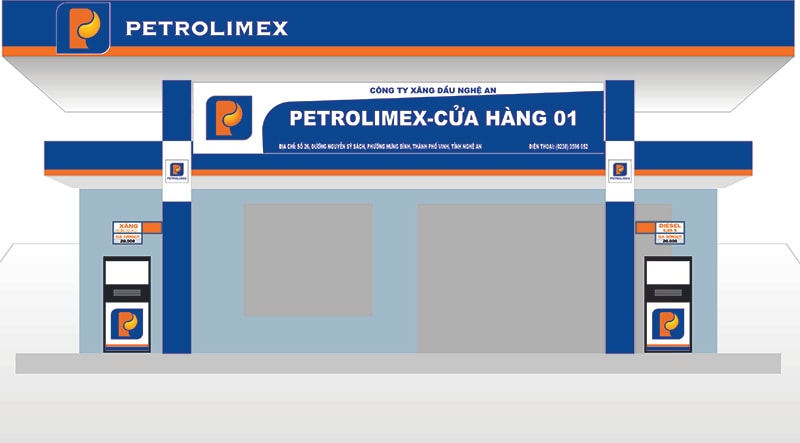 Phổi cảnh cửa hàng 01 theo tên mới thuộc nhận diện thương hiệu PETROLIMEX