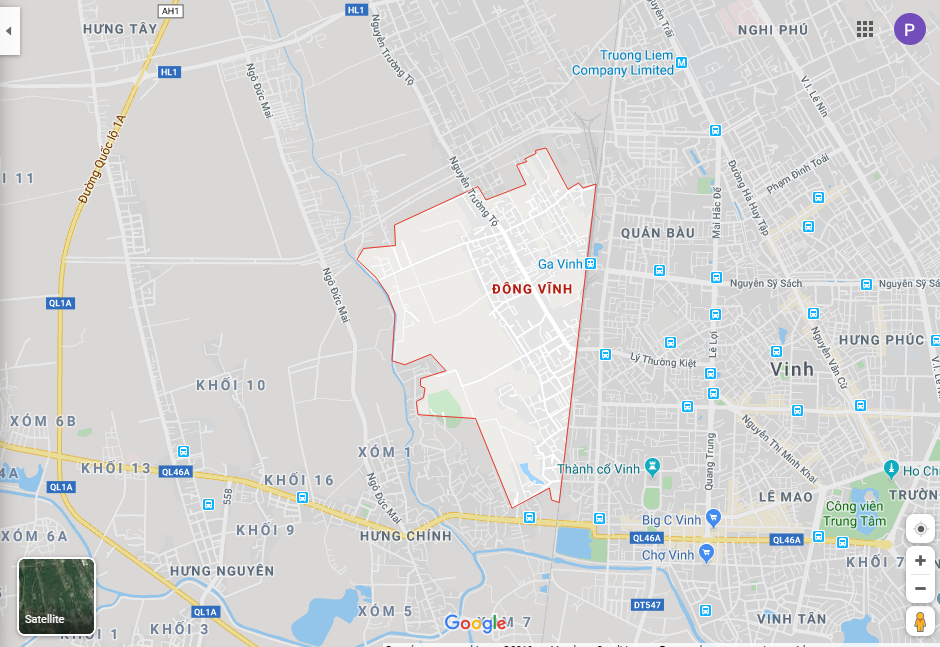 Phường Đông Vĩnh trên bản đồ thành phố Vinh