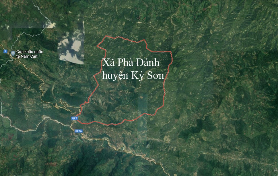 Bản đồ xã Phà Đánh (huyện Kỳ Sơn). Ảnh: Google Maps