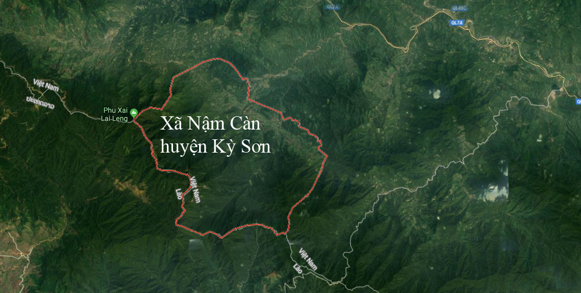 Bản đồ xã Nậm Càn (huyện Kỳ Sơn). Ảnh: Google Maps