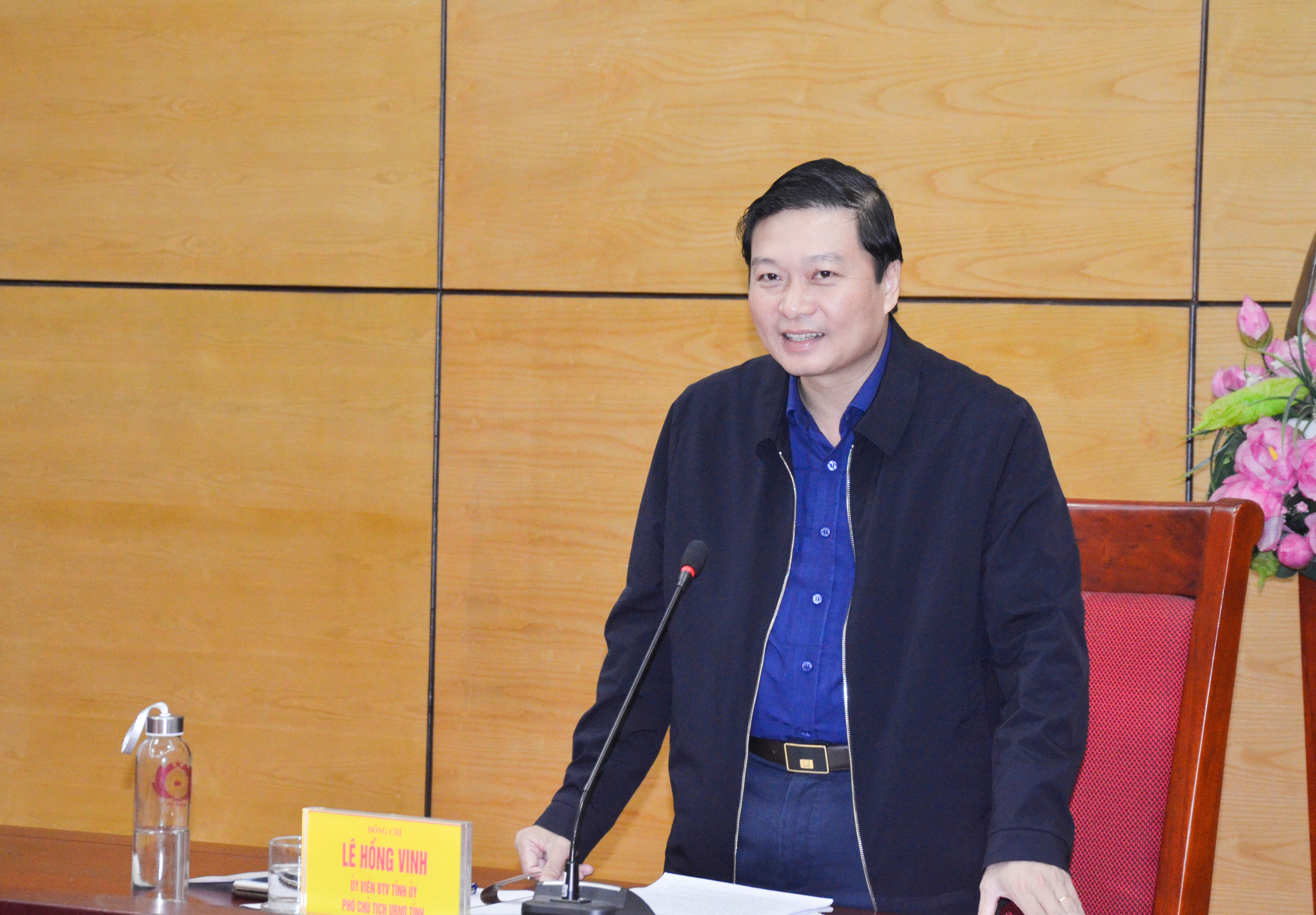Phó Chủ tịch UBND tỉnh Lê Hồng Vinh kết luận cuộc làm việc. Ảnh: Thanh Lê
