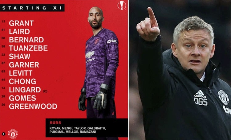 Solskjaer và đội hình đầy tính thử nghiệm. Ảnh: Man Utd.