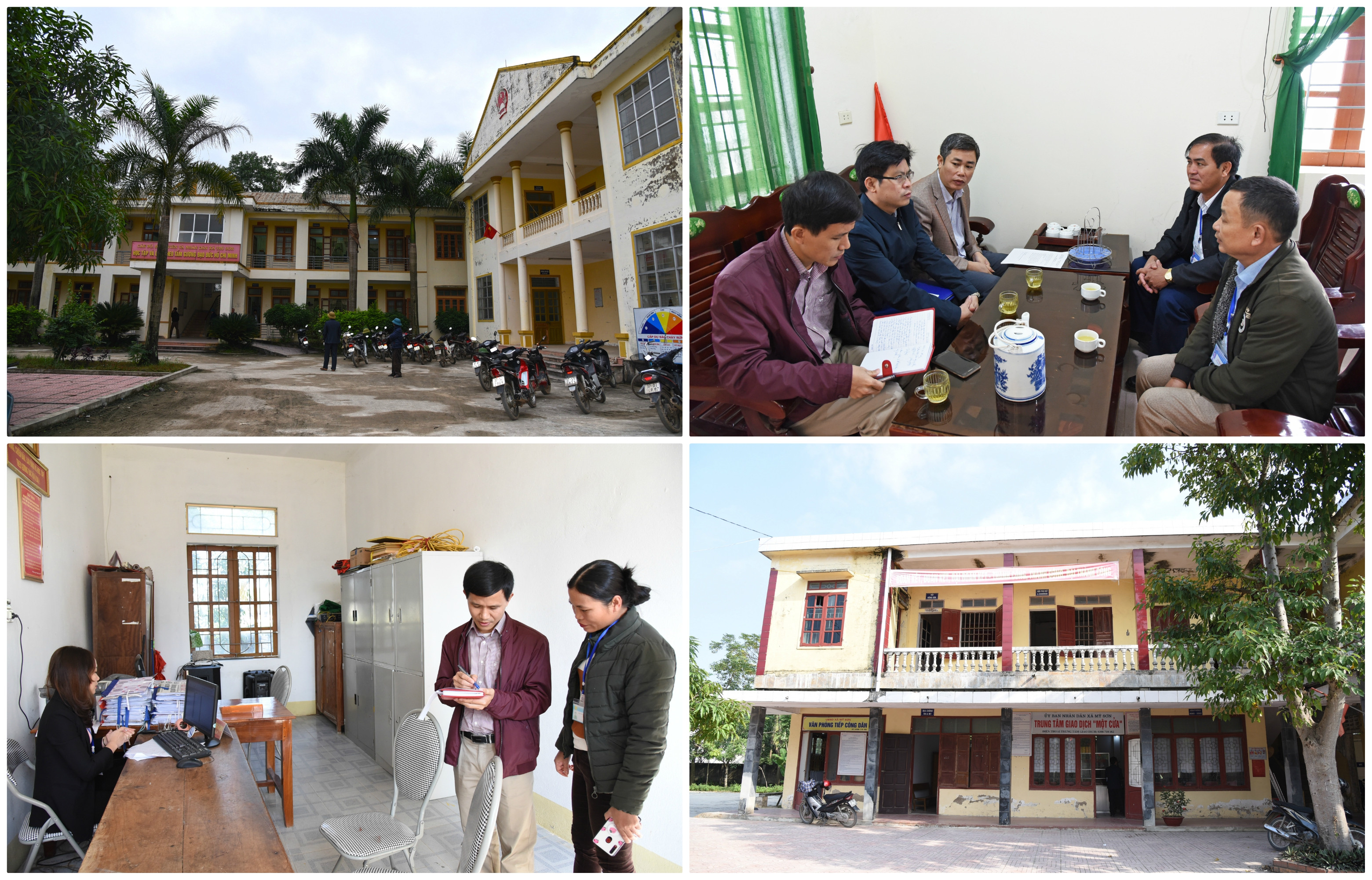 Đoàn kiểm tra làm việc tại công sở xã Trù Sơn (ảnh trên) và Mỹ Sơn (ảnh dưới), huyện Đô Lương. Ảnh: Thu Giang