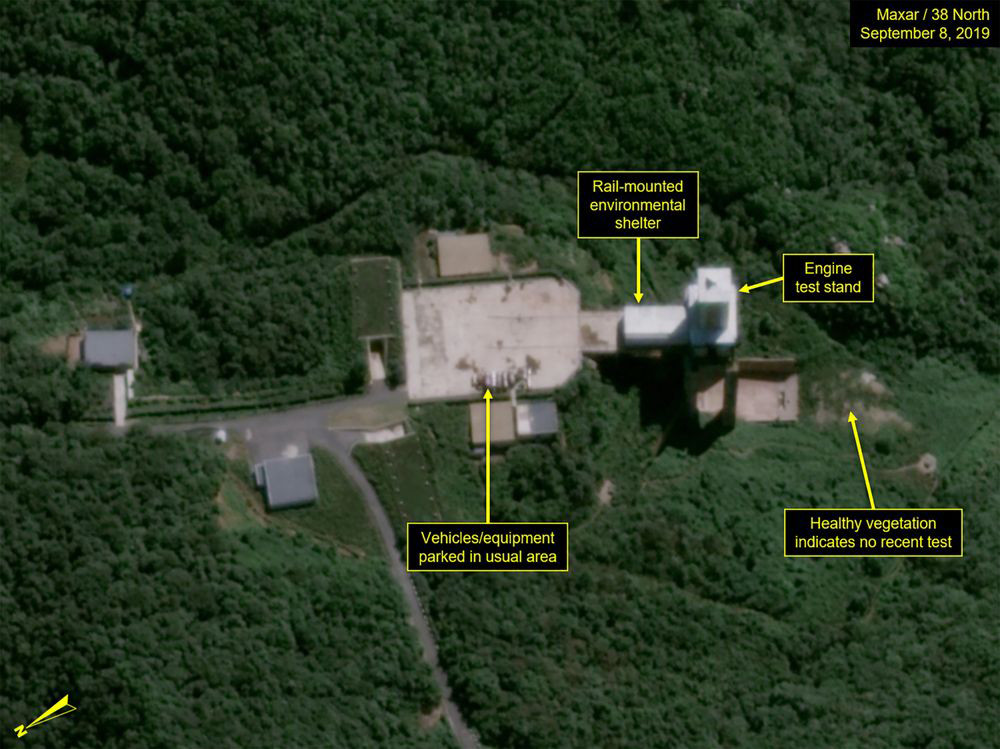 Ảnh chụp vệ tinh cho thấy có những diễn biến mới tại bãi thử Sohae của Triều Tiên. Ảnh: 38 North