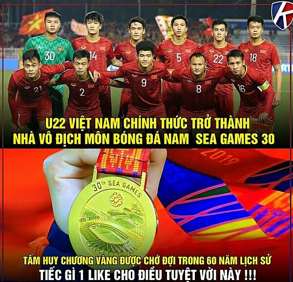 Tiếng còi kết thúc trận đấu vang lên, U22 Việt Nam chính thức giành huy chương vàng bóng đá nam sau 60 năm chờ đợi. 