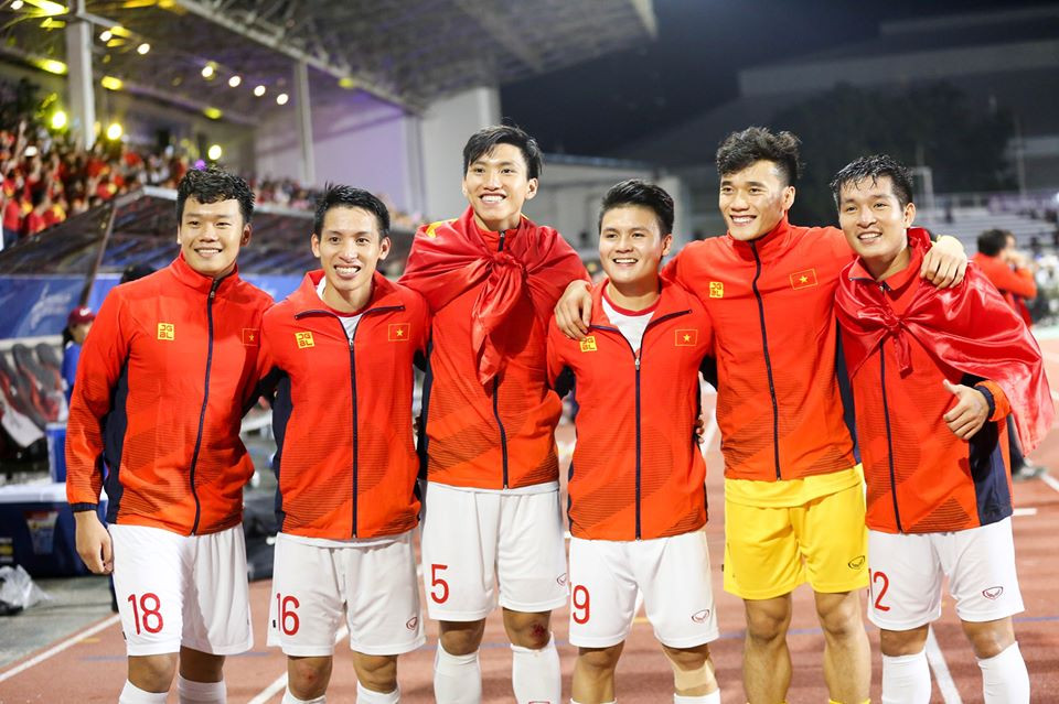 Việc Hà Nội FC mạnh dạn dùng cầu thủ trẻ đã giúp U22 Việt Nam thắng lợi tại SEA Games 30. Ảnh VFF