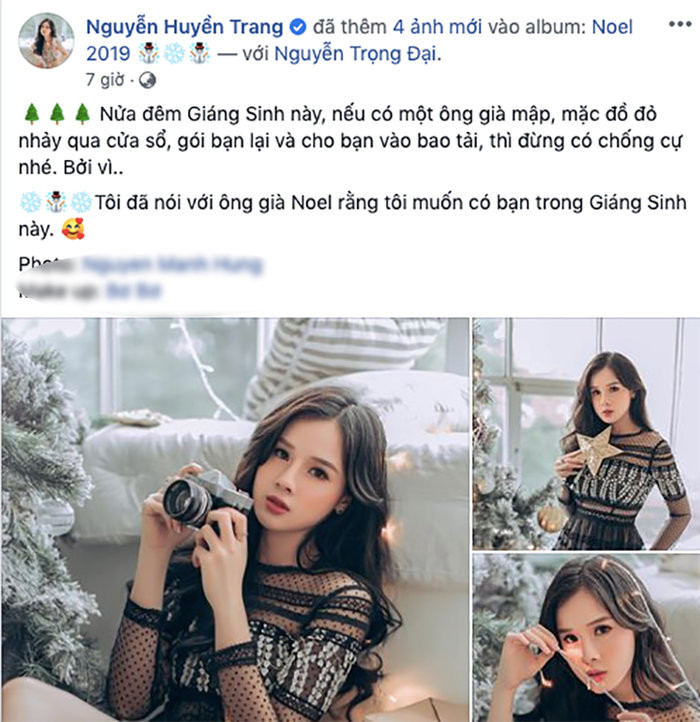 Dòng chia sẻ của Huyền Trang nhận được nhiều sự yêu thích của cộng đồng mạng, đặc biệt là người hâm mộ của cặp đôi.