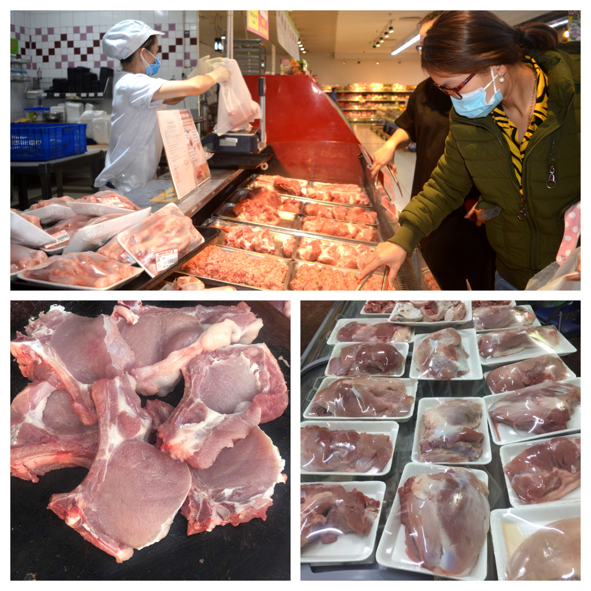 Dẫu thịt lợn tươi sống tăng giá phi mã song phương án nhập khẩu thịt đông lạnh vẫn chưa được các siêu thị, cửa hàng tính đến. Ảnh: Thanh Phúc
