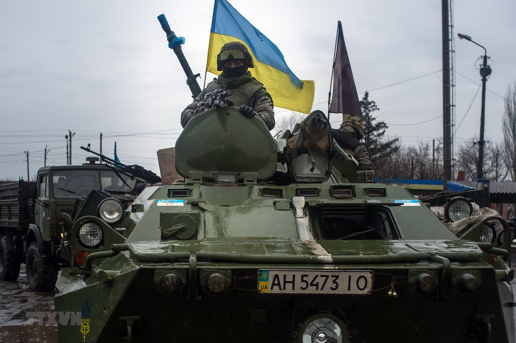 Xe quân sự Ukraine tại Debaltseve, vùng Donetsk. Ảnh tư liệu: AFP/TTXVN