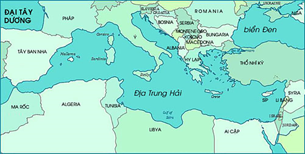 Bản đồ khu vực Địa Trung Hải.