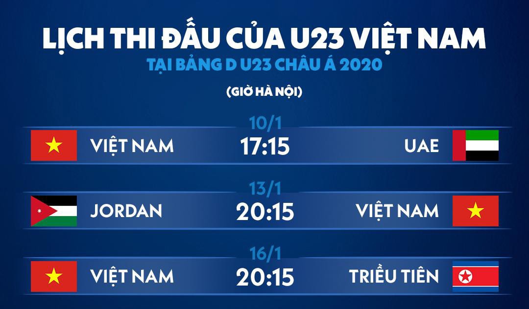 Lịch thi đấu U23 Việt Nam. Ảnh: Zing