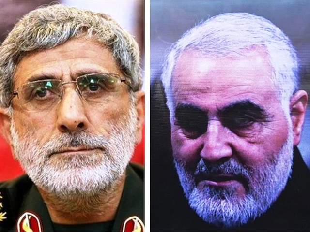 Esmail Ghaani (trái) sẽ đối mặt với thách thức khi phải thoát khỏi “cái bóng” của Soleimani - vị tướng được tôn vinh như một huyền thoại, một người anh hùng ở Iran. Ảnh AFP 