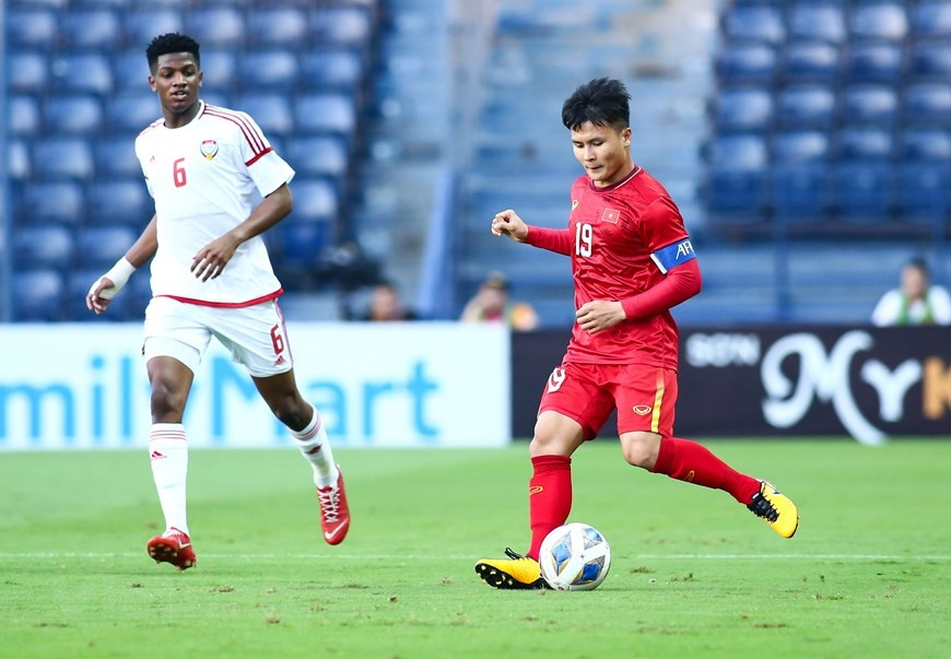 Nguyễn Quang Hải đã tạo ra nhiều cơ hội cho đồng đội ghi bàn vào lưới U23 UAE nhưng bất thành. (Ảnh: Vietnam+)
