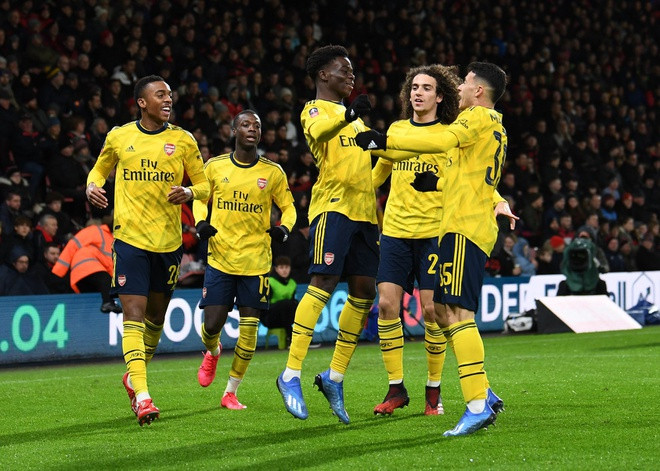 Saka là người hùng của Arsenal. Ảnh: Getty