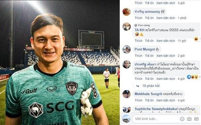 Đặng Văn Lâm được các CĐV Thái Lan khen ngợi hết lời. (Ảnh Facebook Muangthong United)