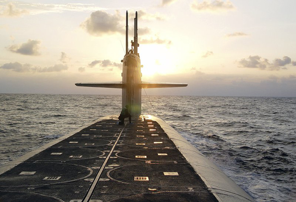 Tàu ngầm USS Wyoming mang tên lửa đạn đạo của Hải quân Mỹ. Ảnh: AP
