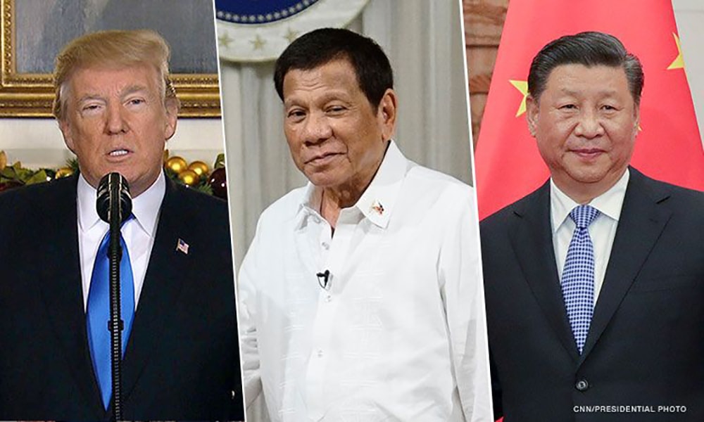 Tổng thống Philippines Rodrigo Duterte đang “đi trên dây” trong quan hệ với Mỹ và Trung Quốc. Ảnh: CNN, Presidential