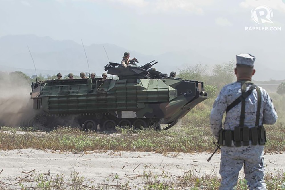 Các binh sĩ Philippines và Mỹ tổ chức tập trận chung đổ bộ Balikatan (Vai kề vai) ở Zambales, Philippines ngày 11/4/2019. Ảnh: Rapler