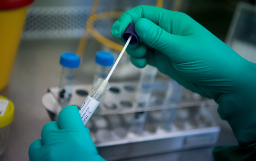 Nhân viên phòng thí nghiệm tại Đức kiểm tra mẫu lấy từ bệnh nhân nghi nhiễm virus Corona từ Trung Quốc. Ảnh: AFP