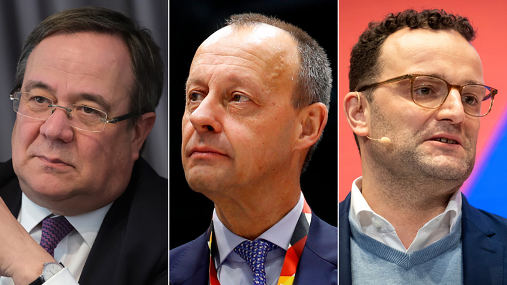 Armin Laschet, Friedrich Merz và Jens Spahn là những ứng viên hàng đầu thay thế bà Angela Merkel, sau khi Kramp-Karrenbauer từ chức chủ tịch CDU. Ảnh: CNN