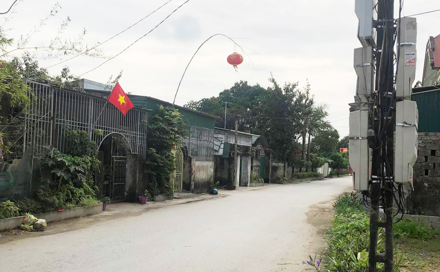 Làng Xuân Thái, nơi đang có 6 người trong một gia đình bị cách li. Ảnh: Hoàng Loan