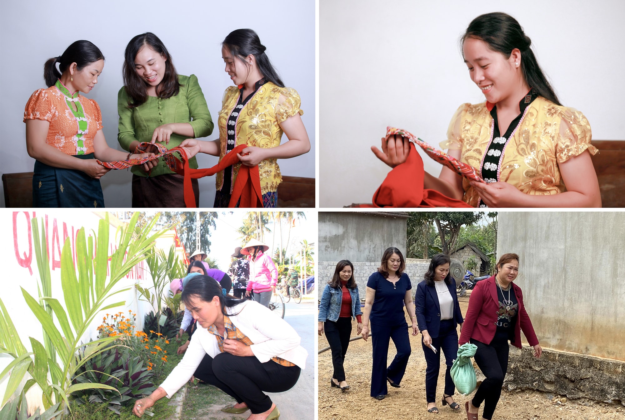 Những người phụ nữ chịu thương, chịu khó nơi làng quê xứ nghệ. Ảnh: Công Kiên