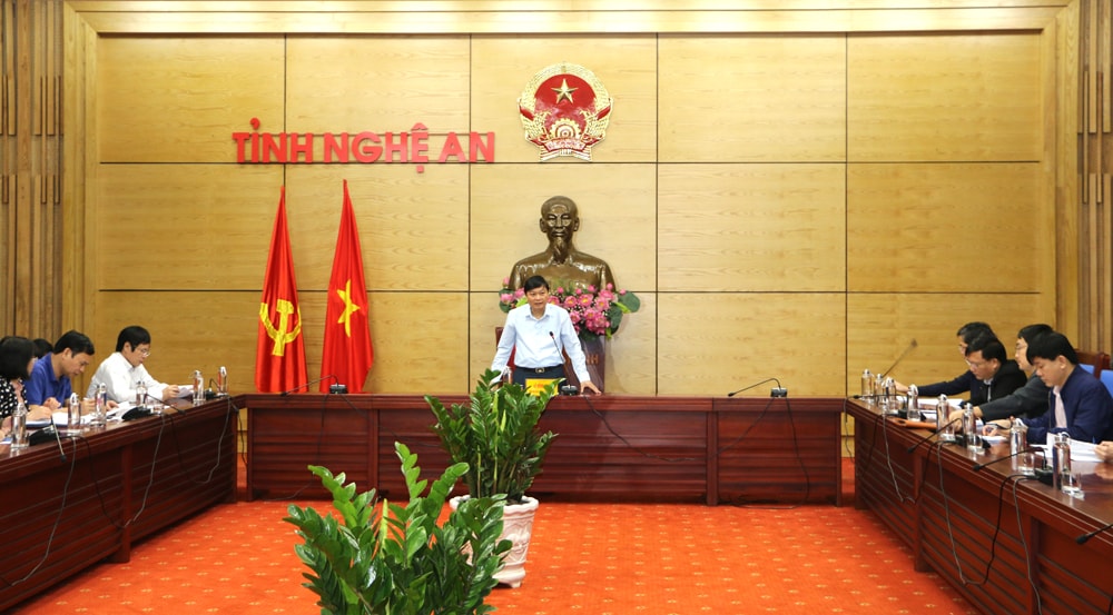 Đồng chí Lê Hồng Vinh - Phó Chủ tịch Thường trực UBND tỉnh kết luận buổi làm việc. Ảnh: Nguyễn Hải