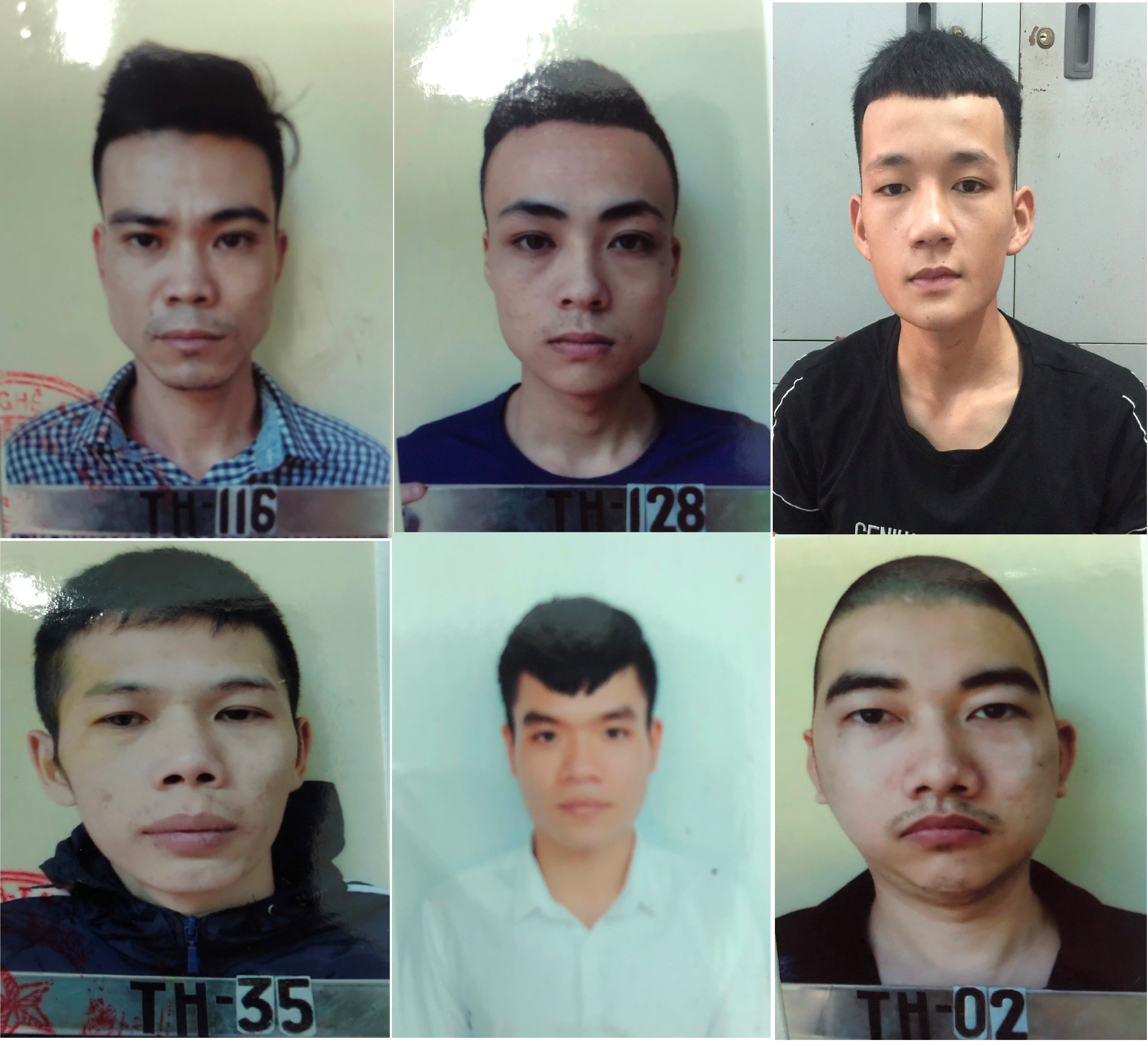 Các đối tượng bị Công an TX Thái Hòa bắt giữ trong đường dây đánh bạc bằng game nổ hũ. Ảnh tư liệu
