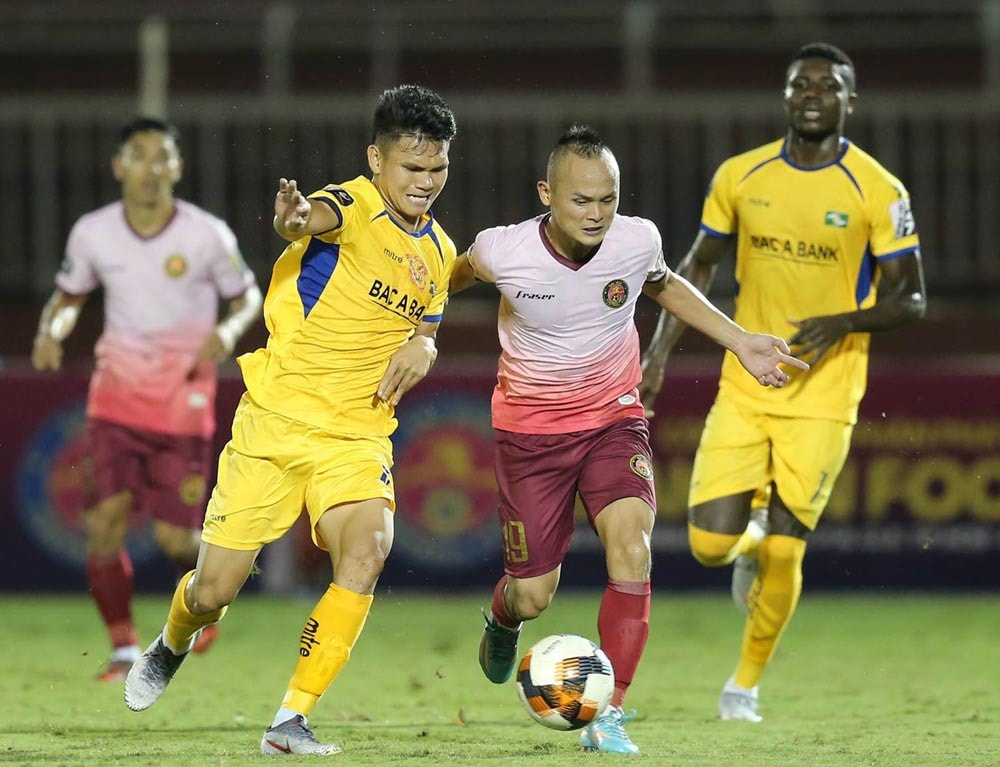 Tại V.League 2019, SLNA và Sài Gòn bất phân thắng bại sau 2 trận. Ảnh: VPF