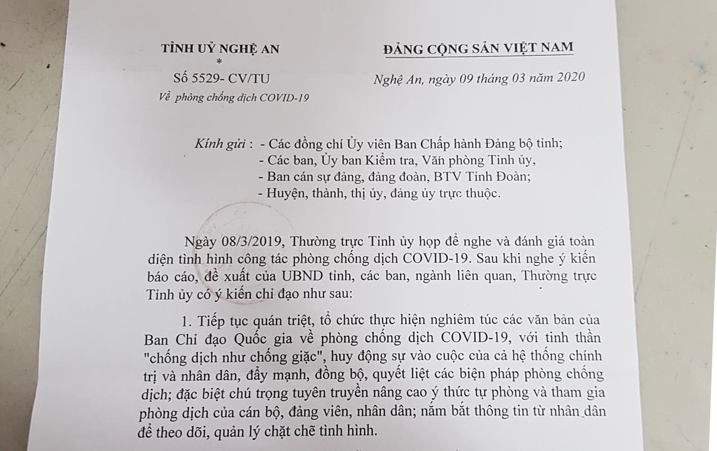 Ảnh chụp công văn