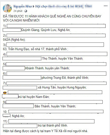 Danh tính 11 người ở Nghệ An có liên quan đến BN51 bị nhiều cá nhân đưa lên mạng xã hội. Ảnh: Thành Cường