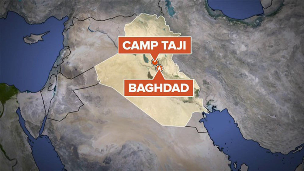 Căn cứ quân sự Taji của các binh lính nước ngoài, trong đó có lính Mỹ đặt tại Iraq. Ảnh: NBC News