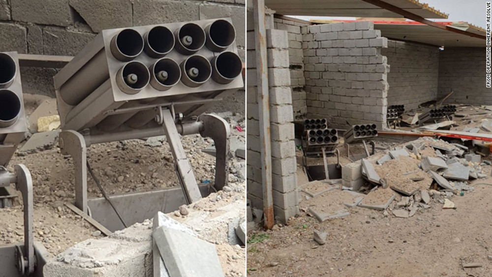 Các bệ phóng tên lửa Katyusha được tìm thấy ở Umm al-Izam. Ảnh: Reuters