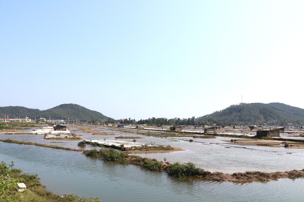 Khu vực đồng muối thôn Đức Long đang được chuyển đổi, quy hoạch làm Khu vực hậu cần nghề cá tập trung của huyện Quỳnh Lưu. Ảnh: N.H