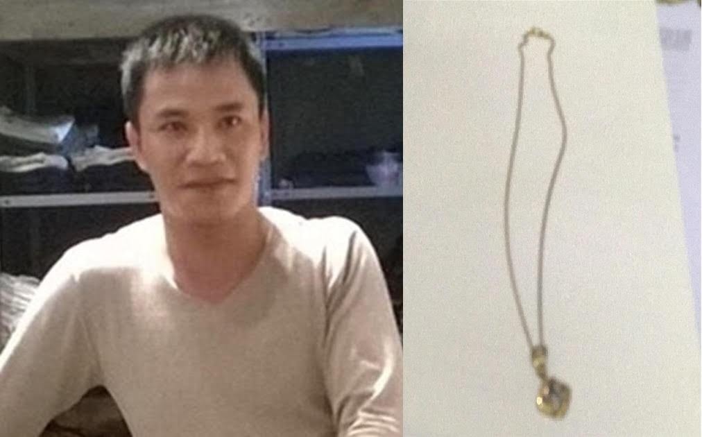 Đối tượng Nguyễn Hữu Long và sợi dây chuyền cướp giật của chị B. Ảnh tư liệu