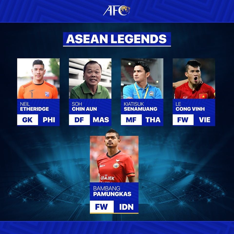 Năm huyền thoại của bóng đá Đông Nam Á do AFC bình chọn.